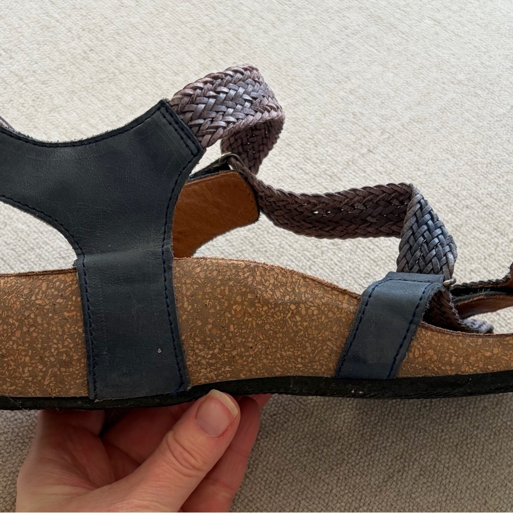 Taos Trulie Strappy Leather Comfort Sandals Blue 8-8.5 EU 39 - Picture 6 of 7